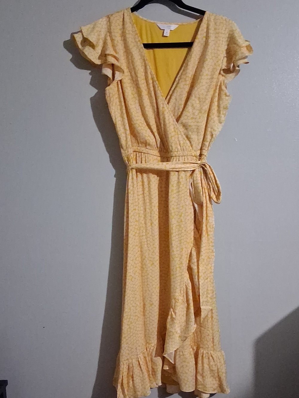 LC Lauren Conrad Yellow Wrap Maxi Dress with Ruffle Details